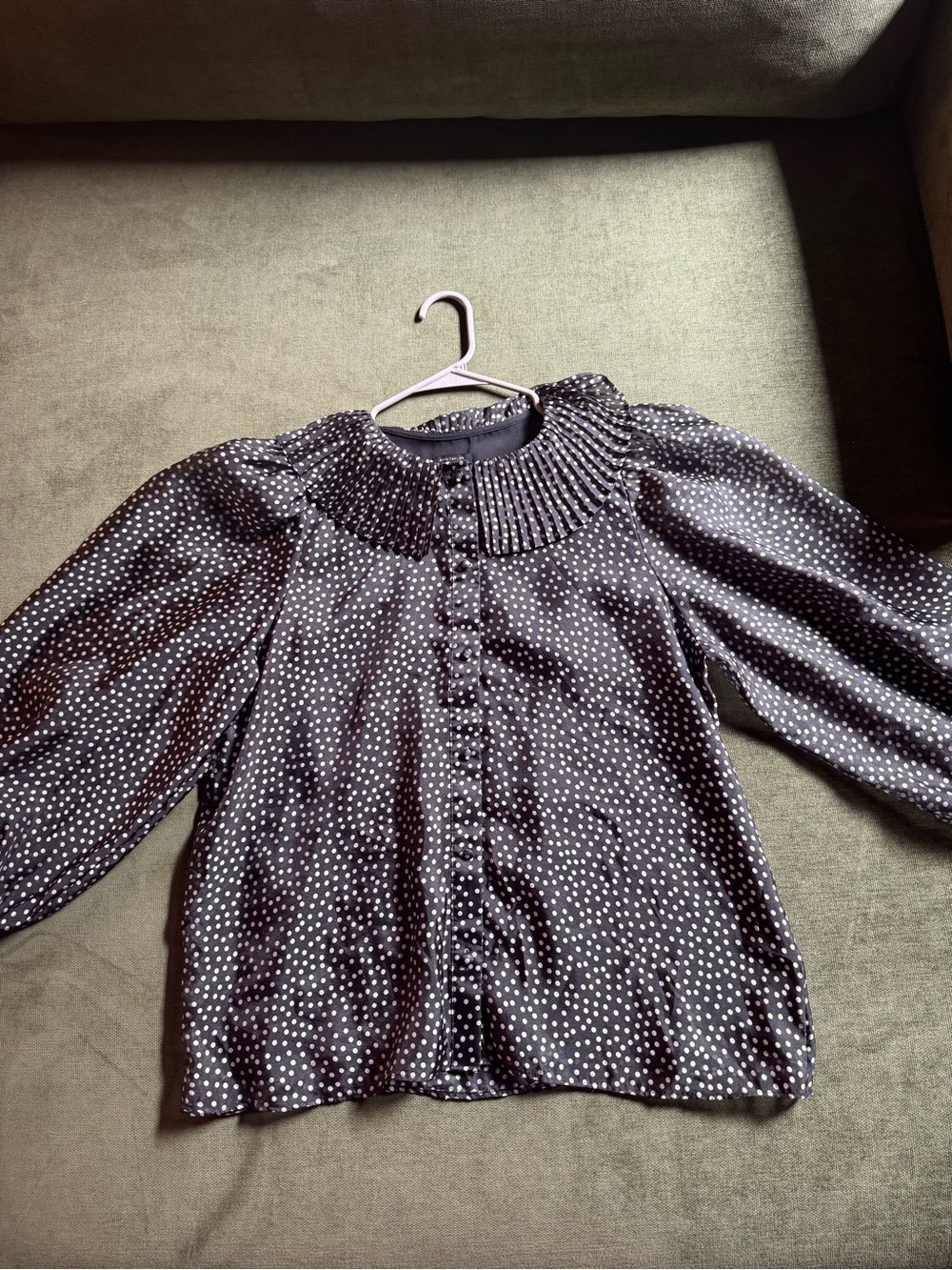 Ann Taylor - Dotted Pleated Collar Chiffon Blouse